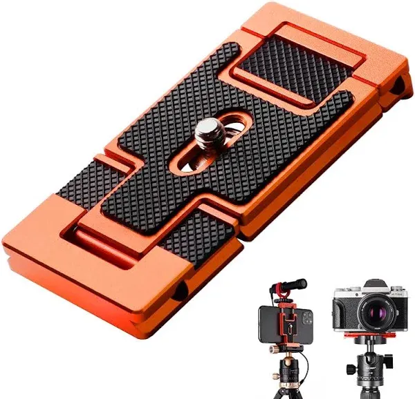 K&F Concept Aluminum Alloy Quick Release Plate with 1/4 Inch Screw for Camera, Cage, Cellphone etc (Orange)