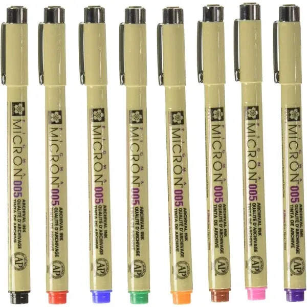 Sakura Pigma Micron 005 8 Color Set Water Based Pigment for Illustration