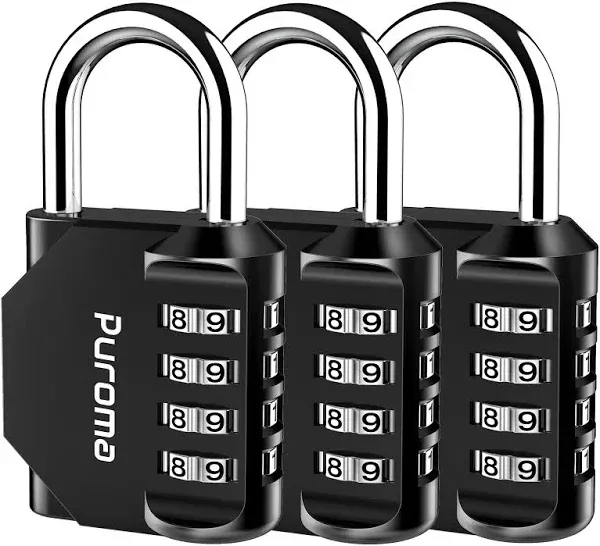 (2-Pk) Puroma 4-Digit Resettable Combination Lock Black TH002L