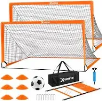 Kids Soccer Goals for Backyard Set of 2, 6X4ft Portable Pop Up Soccer Net Training Equipment w/Ball, Agility Ladder, Cones Practice Soccer Goal Nets Set Kids Youth Outdoor Indoor Play