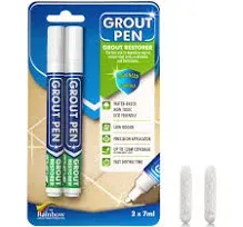 Grout Pen Tile Paint Marker: 2 Pack Black with 5 Pack Replacement Tips (Narrow, 5mm) - Waterproof Grout Colorant and Sealer Pen to Renew, Repair, and Refresh Tile Grout - Cleaner Coating Stain Pens