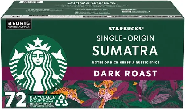 Starbucks Sumatra Dark Roast K-Cup Coffee