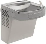 ELKAY Single Drinking Fountain: On-Wall, Refrigerated, 19 7/8 in Ht, Gray, Filtered