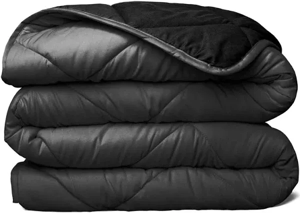 ViscoSoft Microfiber All Seasons Down Alternative Quilted Comforter - Cooling Breathable Premium Soft Reversible Microfiber Duvet Blanket, Black/Gray, Twin/Twin XL