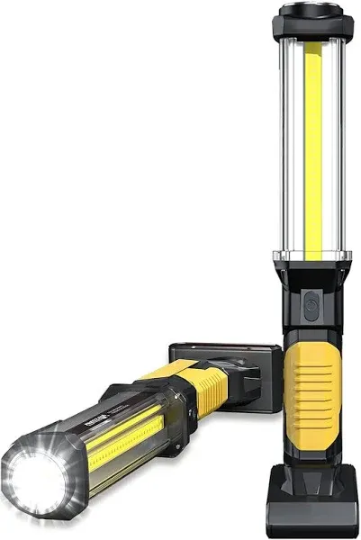 WARSUN Work Light Rechargeable LED 1500 Lumens Super Bright COB Portable Work Lights Magnetic Base and Hook Work Flashlight for Car Repair Machine Emergency