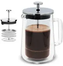 French Press Coffee Maker 20Oz Small Thickened Double Wall Borosilicate Glass BPA Free