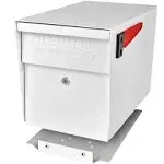 Mail Boss 7109 Curbside Steel Post Mount Security Locking Mailbox, Alpine White