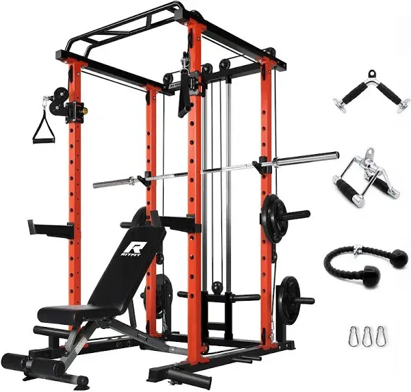 RitFit PPC03 Power Cage Home Gym Package with Adjustable Cable System