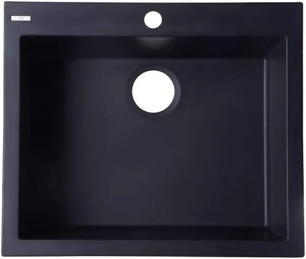 ALFI BRAND Kitchen Sink 20.13&#034; x 23.63&#034; Single Bowl Rectangular Drop-in Black