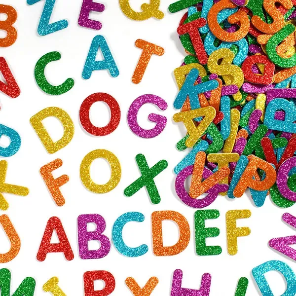 READY 2 LEARN Glitter Foam Stickers - Alphabet - Pack of 156 Letters - Self-Adhesive Stickers for Kids - Stickers for Scrapbooks, Cards and More