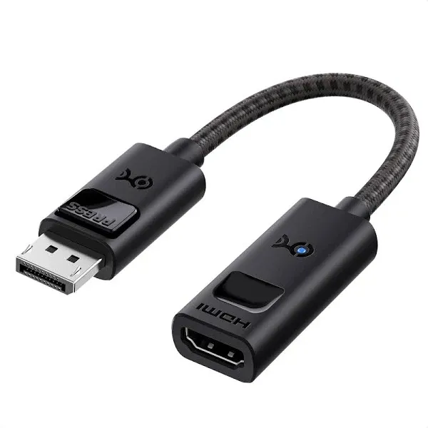 Cable Matters 8K DisplayPort 1.4 to HDMI 2.1 Adapter with 4K 120Hz or 8K 60Hz, Unidirectional DisplayPort to HDMI 2.1 Cable Adapter in Black & Premium Braided 48Gbps Ultra HD 8K HDMI Cable 6.6 ft / 2m