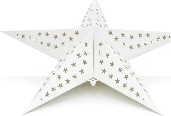 24" Solid White Stars Cut-Out Paper Star Lantern, Hanging Wedding & Party Decoration