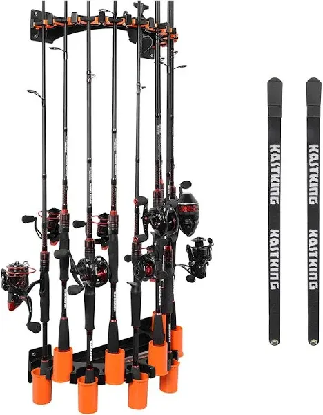 Fishing Rod Rack &amp; Line Spooling Station - Wall Mount | Holds 10 Rods/Combos