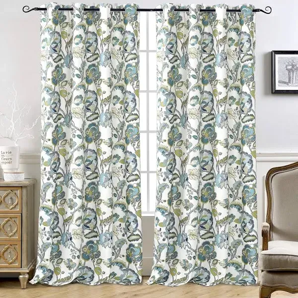 DriftAway Layla Classic America Style Floral Leaves Window Curtain Gro