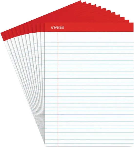 Universal Perforated Ruled Writing Pads Wide-Legal Rule