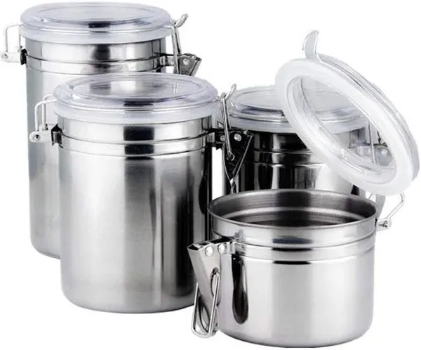 Foraineam 4-Piece Stainless Steel Airtight Canister Set