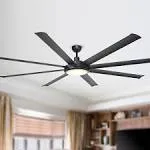 Parrot Uncle 75-Inch 8-Blade Industrial Black Large Ceiling Fan with Light and Remote