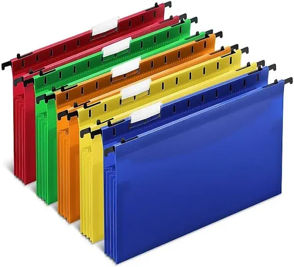 Staples Poly Expanding Hanging File Pockets, Letter, Assorted, 5/Pack