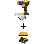 DEWALT Compact Heat Gun Cordless with Flat and Hook Nozzle Attachments + Charger