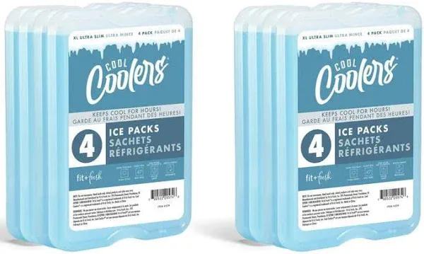 Cool Coolers By Fit & Fresh 4 Pack XL Slim Ice Packs