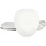 Gibson Home Zen Buffetware 8-Piece Fine Ceramic Dinnerware Set, Matte White