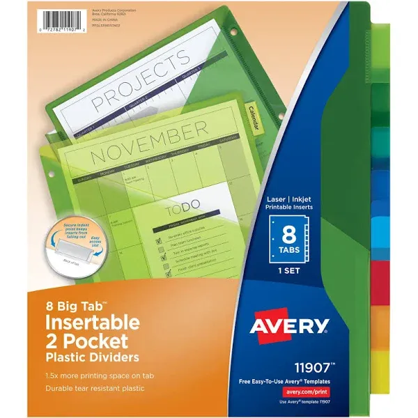 Avery Insertable Big Tab Plastic 2-Pocket Dividers