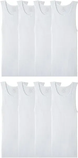 Moisture-Wicki<wbr/>ng Ribbed Cotton Tanks for Men - 8 Pack Active Crew Undershirts