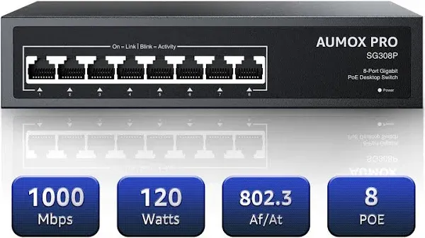 Great Choice Products 8 Port Gigabit PoE Switch