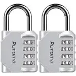 Puroma 2 Pack Combination Lock 4 Digit Padlock for School Gym Locker, Sports Locker, Fence, Toolbox, Case, Hasp Storage (Black)