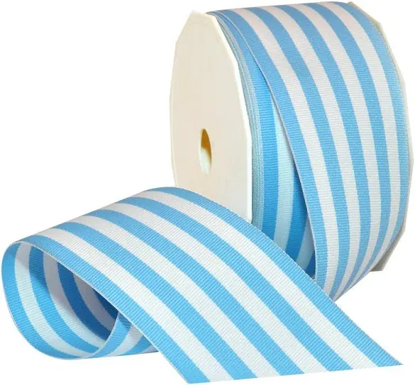 Morex Ribbon 99540/20-212 Grosgrain Stripes Ribbon, 2 1/4" by 20 yd., Baby Blue