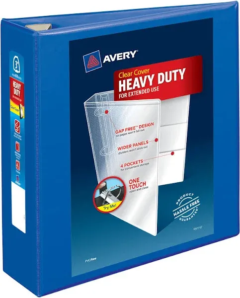 Avery 3" Heavy-Duty View Binder with Locking One Touch EZD Rings