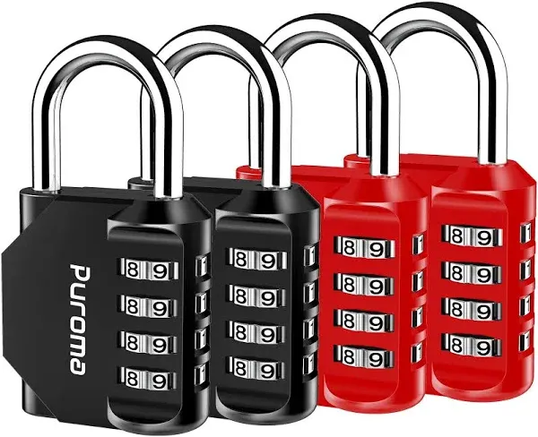 4 Pack Combination Lock 4 Digit Locker Lock Outdoor Waterproof Padlock for Sc...