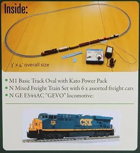 Kato N Scale GE ES44AC GEVO & Mixed Freight Starter Set