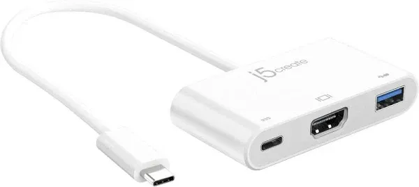 j5create - USB-C to HDMI &amp; USB 3.0 with Power Delivery in White