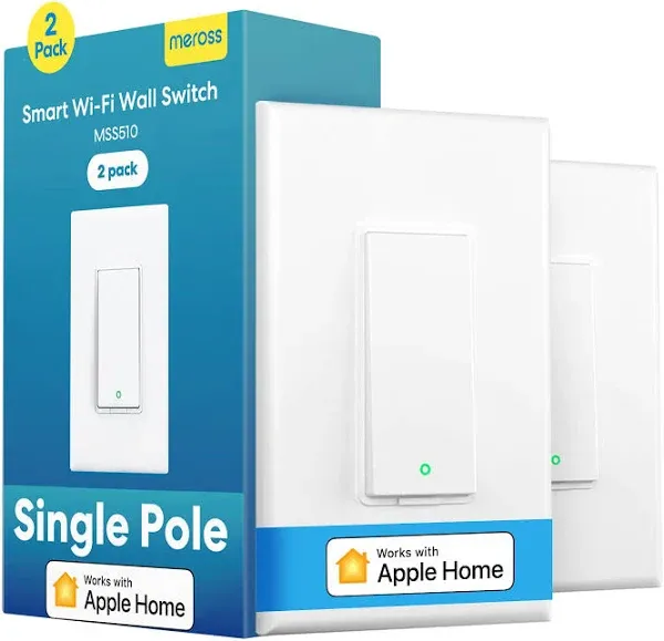 meross 3 Way Smart Switch, Smart Light Switch Compatible with Apple Homekit, Siri, Alexa & SmartThings, 2.4Ghz Wi-Fi Light Switch Remote Control Schedule, Neutral Wire Required 2 Pack