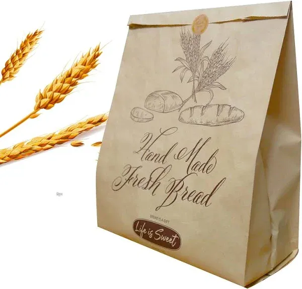 50 Pack 13.8 X 9.5 Inch Kraft Paper Bread Bags for Homemade Bread, Large Paper Bakery Bags for Bread Loaves, Eco Friendly Bread Packaging Storage Loaf Bags for Home Kitchen Bakery.…