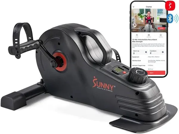 Sunny Health & Fitness Dual Function Under Desk Pedal Exerciser, Portable Indoor Cardio Mini Bike at Home, Arm/Leg Cycle for Seniors, Optional Magnetic, Motorized & Free SunnyFit App Bluetooth Connect