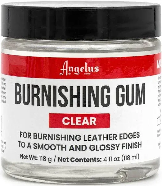 Angelus Burnishing Gum Leather Edge Finish Clear | Turns Leather Edges to Smooth & Glossy | 4oz (118mL)