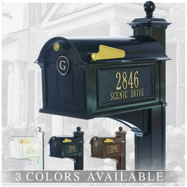 Clarus Crystal Whitehall Personalized Whitehall Balmoral Mailbox with Side Address Plaques