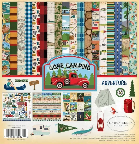 Echo Park Carta Bella GONE CAMPING Collection Kit 12x12 24 Double-sided