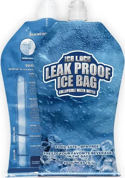 Large Leakproof Ice Bag. Reusable Ice Pack for Cooler - Long Lasting Instant Cooler Ice Packs - Drop in Cubed Ice to Make Cold, Dry Freezer Packs for Coolers - Drink Your Ice When It Melts