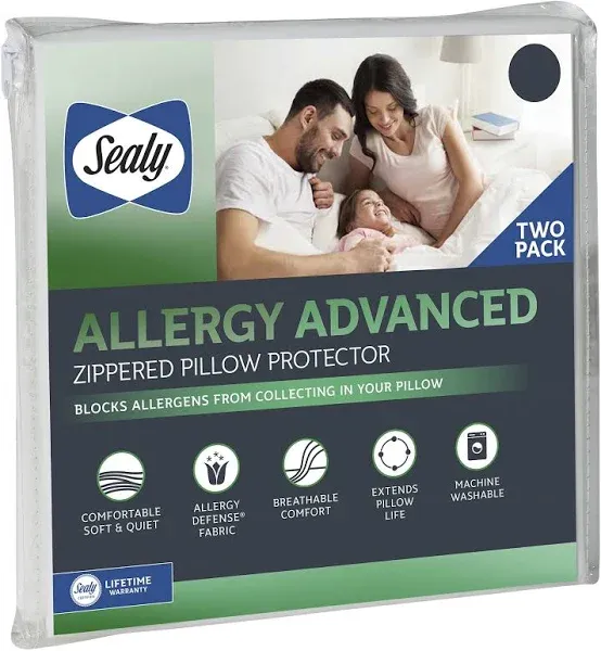 Sealy Allergy Advanced Zippered Pillow Protector, 2 pk.