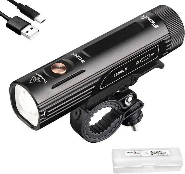 Fenix BC26R Rechargeable Bike Light, 1600 Lumens Super Bright with Dual Batteries and LumenTac Battery Organizer