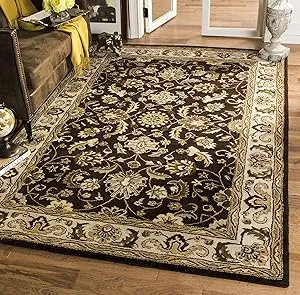 Safavieh Royalty Collection Area Rug - 6' x 9', Chocolate & Beige, Handmade Traditional Oriental Wool, Ideal for High Traffic Areas in Living Room, Bedroom (ROY239A)