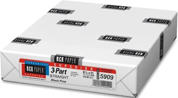 NCR Paper 5909 Straight Collated Letter Size Carbonless Paper