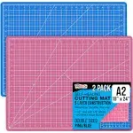 18&#034; x 24&#034; PINK/BLUE Self Healing 5-Ply Double Sided PVC Cutting Mat - 2 Pack