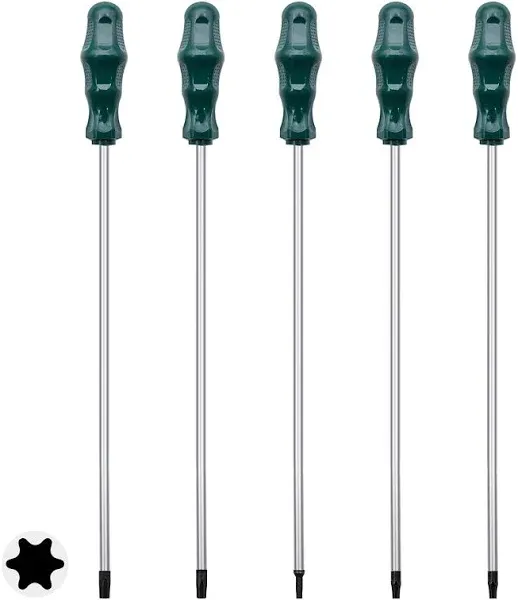 Extra Long Torx Screwdrivers Set, 5pcs 12in Magnetic Torx Screwdrivers Set, T15 - T30 (T15,T20,T25,T27,T30) Magnetic Torx Driver Star Screwdrivers Set, Long Long star Screwdrivers Set