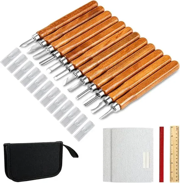 Wood Carving Knife Set - 20PCS Hand Carving Tool Set for DIY Sculpture Carpenter