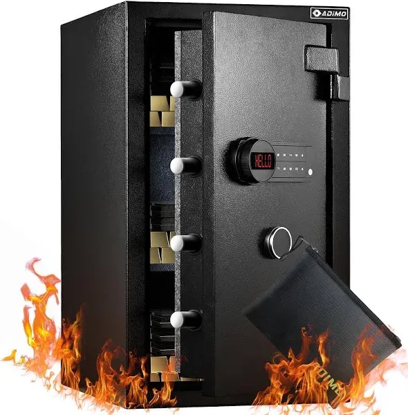 3.47 Cubic Feet Fireproof Safe Box, Large Steel Money Safe, Home Safe with Di...