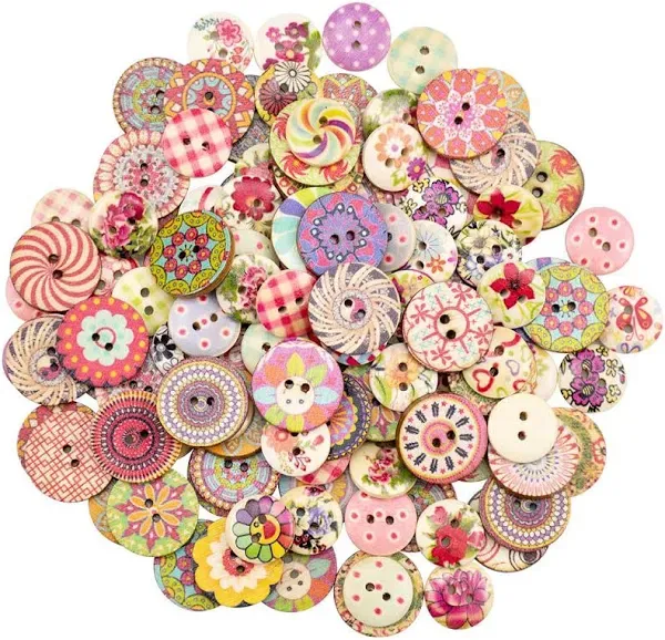 Foraineam 400pcs Mixed Wooden Buttons